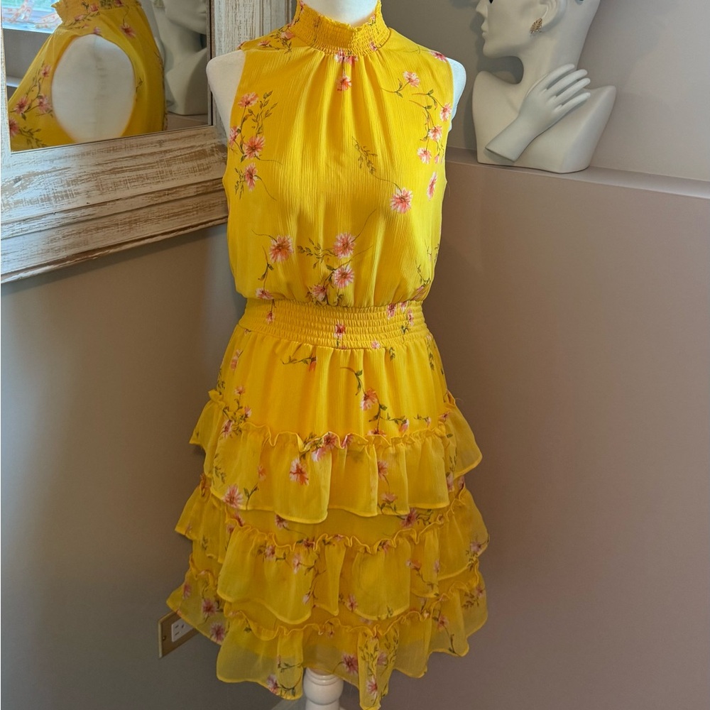 MSK Women’s‎ Medium Yellow Floral Mini Dress